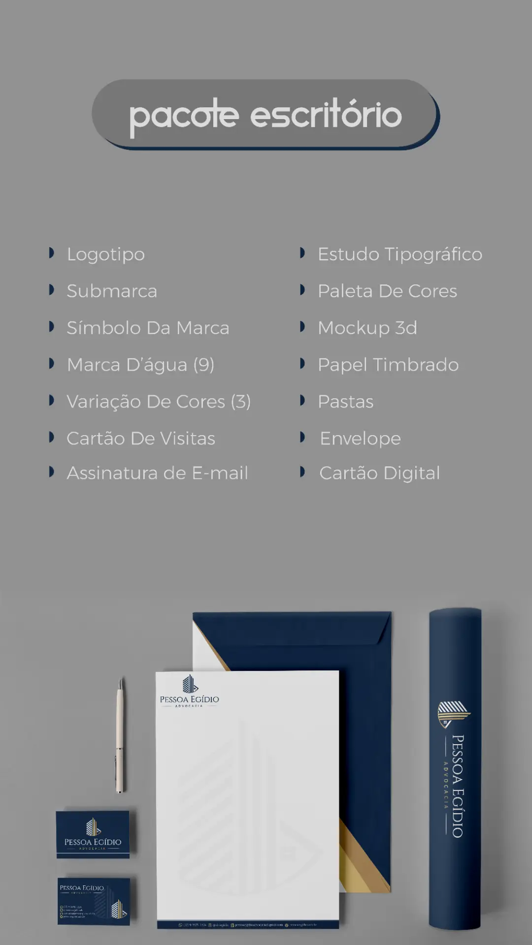 Arte do Pacote Escritório da Croma com envelope, papel timbrado e cartões
